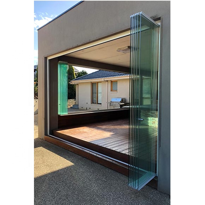 Exterior Veranda Sliding Bifold Doors Glazed Frameless Tempered Folding Glass Door