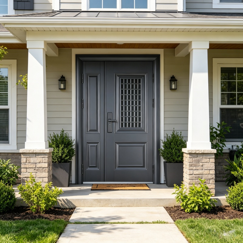 Durable High Quality Modern Swing Aluminum Alloy Door And Metal Frame For Villa Front Entrance Security