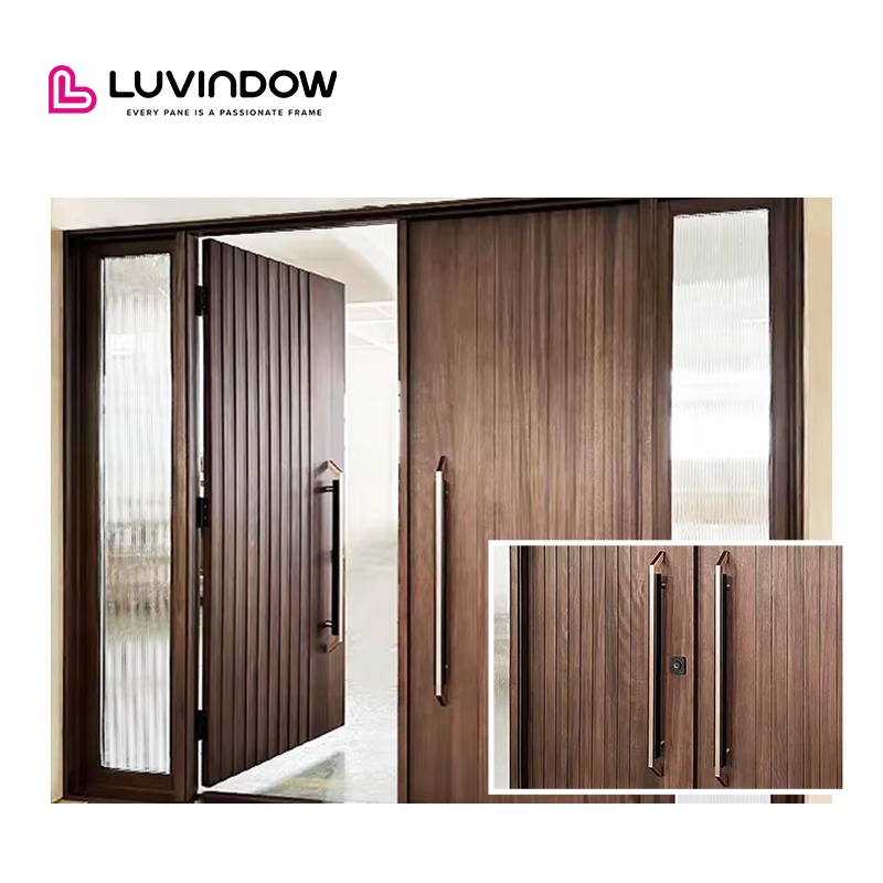 American Style Contemporary Solid Wood Entry Main Entrance Wooden Doors Front Doors for Houses Modern Exterior Main Pivot Door