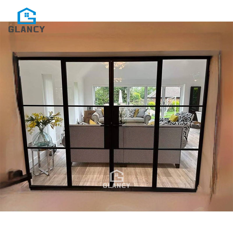 French Modern Single Glass Door CE Certified Black Power Coated Heat Insulation Made Aluminium For Outdoor Entry