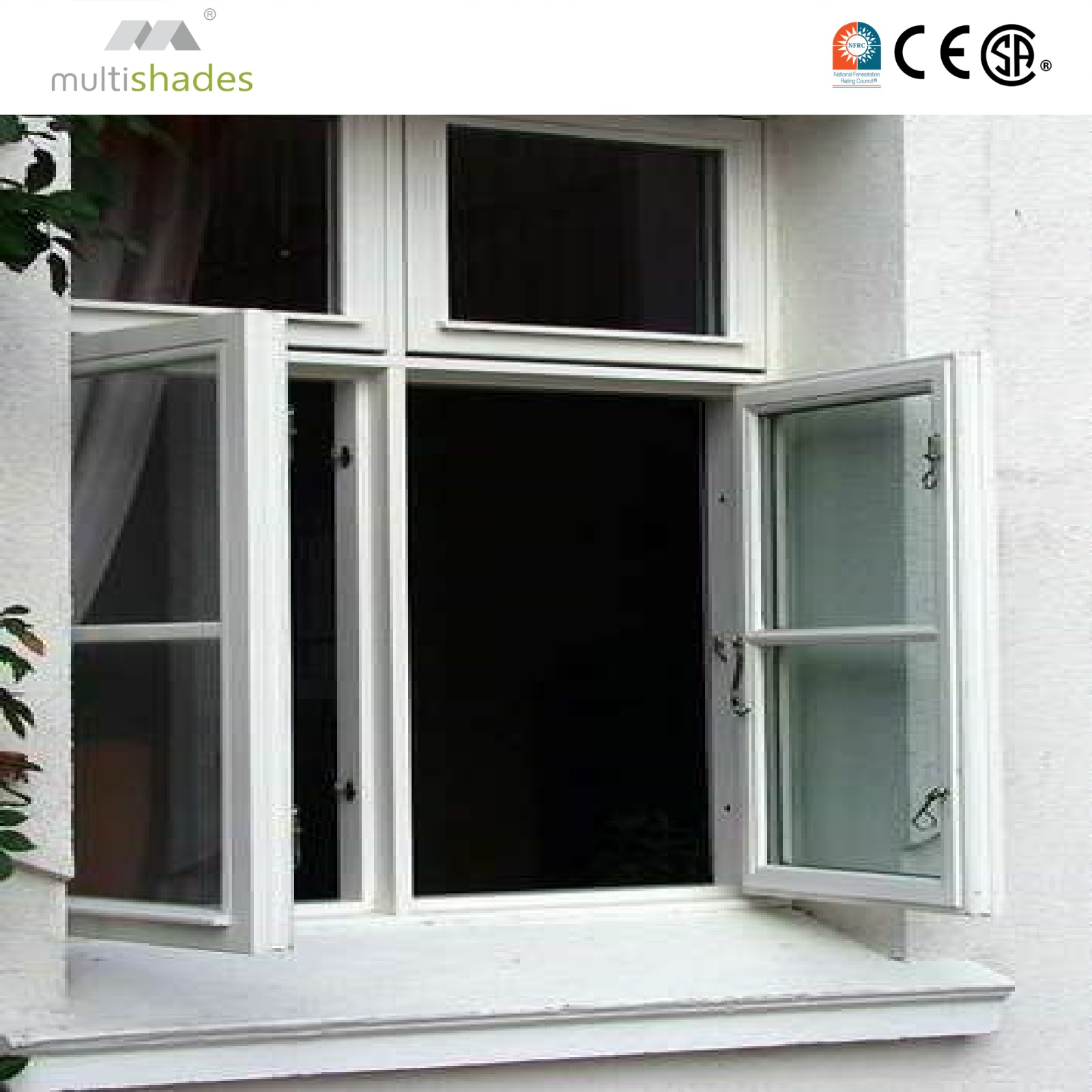 Multishades NFRC Modern Design Replacement Low-E Triple Glazed Aluminum Casement Window Slim Frame Soundproof for House