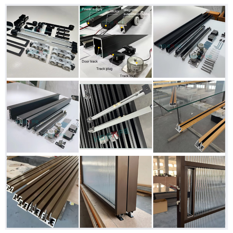HDSAFE Modern Aluminum Frame Silding Glass Door 8mm Glass No Bottom Track Soft Closing Sound Insulation for Home Hotel Office