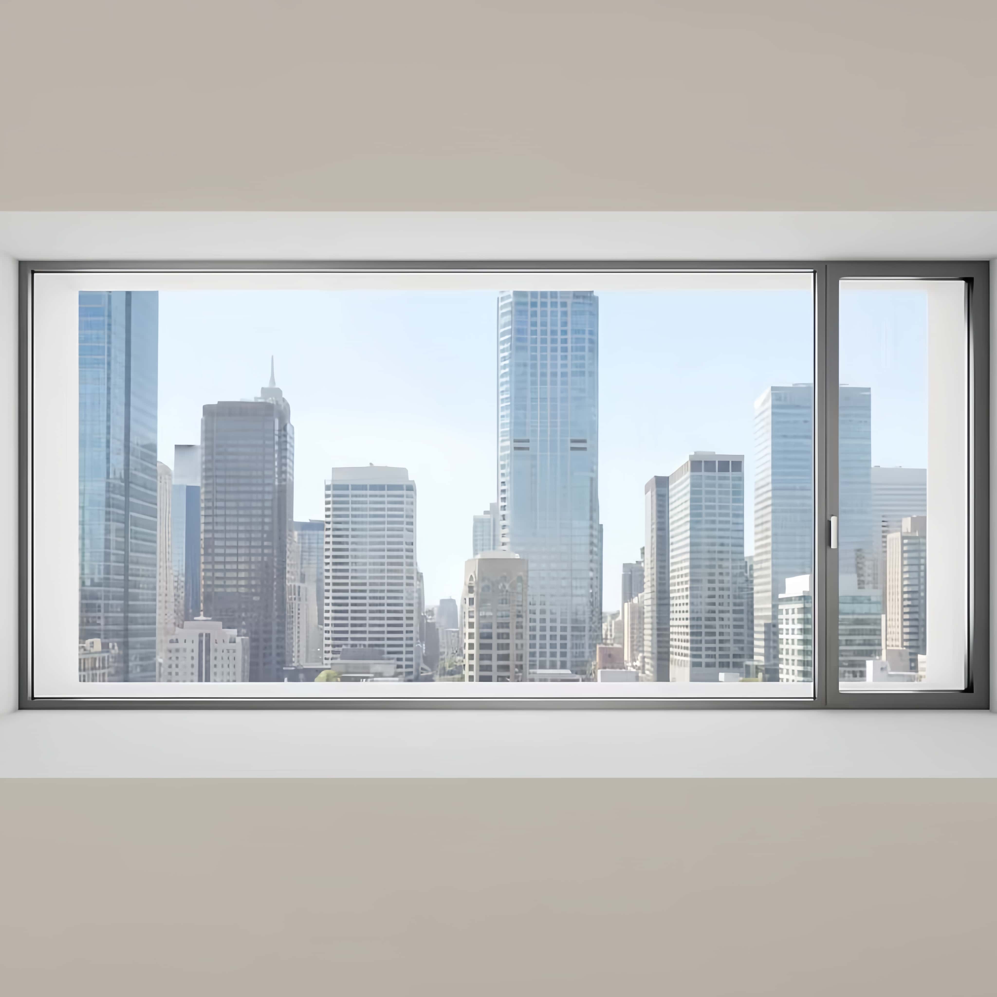 BOCHARM Modern Skyscraper City View Aluminum Tilt and Turn Window Corner Office Panoramic Double Glazing Heat Insulation Window
