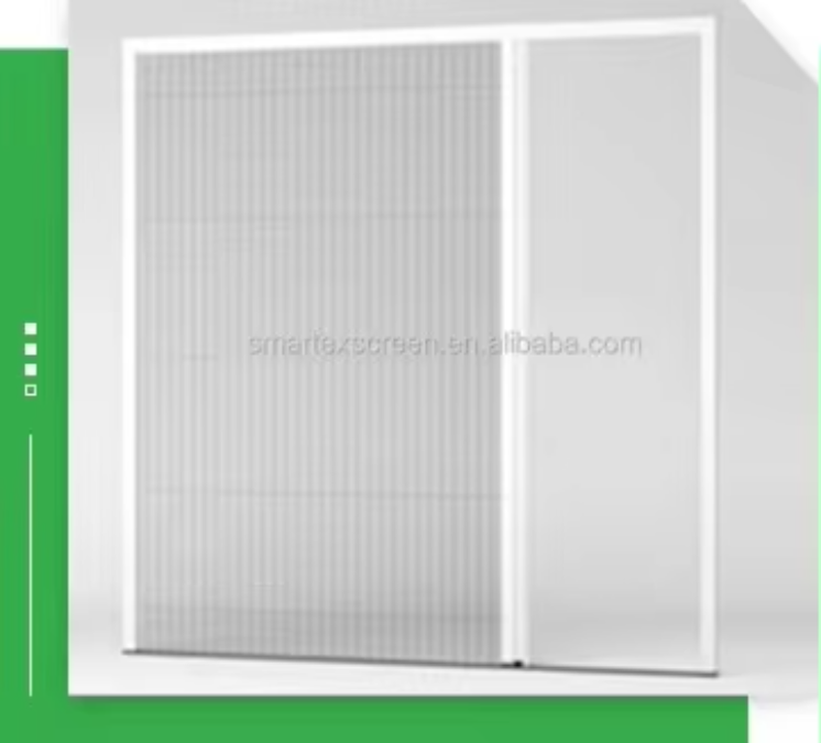 Sturdy Construction Pleated Folding Fly Mesh Aluminium Frame Anti Insect Polyester Screen Door