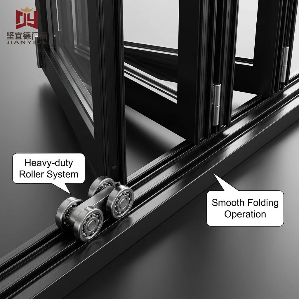 CE Certified Aluminium Slim Frame Bifold Door with Custom Size for Villa Patios and Balconies OEM ODM, Space-Saving Operation
