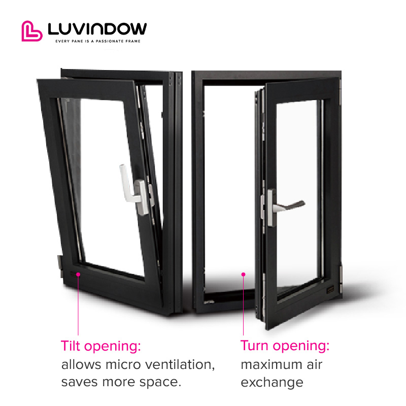 Luvindow NFRC Certified European Style Thermal Break Aluminum Windows Energy Efficient Passive House Tilt Turn Windows