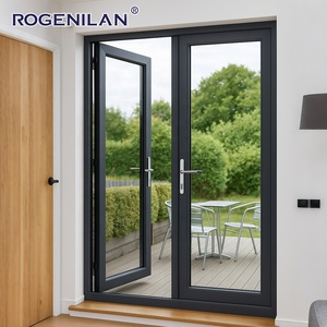 Rogenilan China Supplier Customized Size Aluminum Doors and Window Double Large Glass Fixed French Door