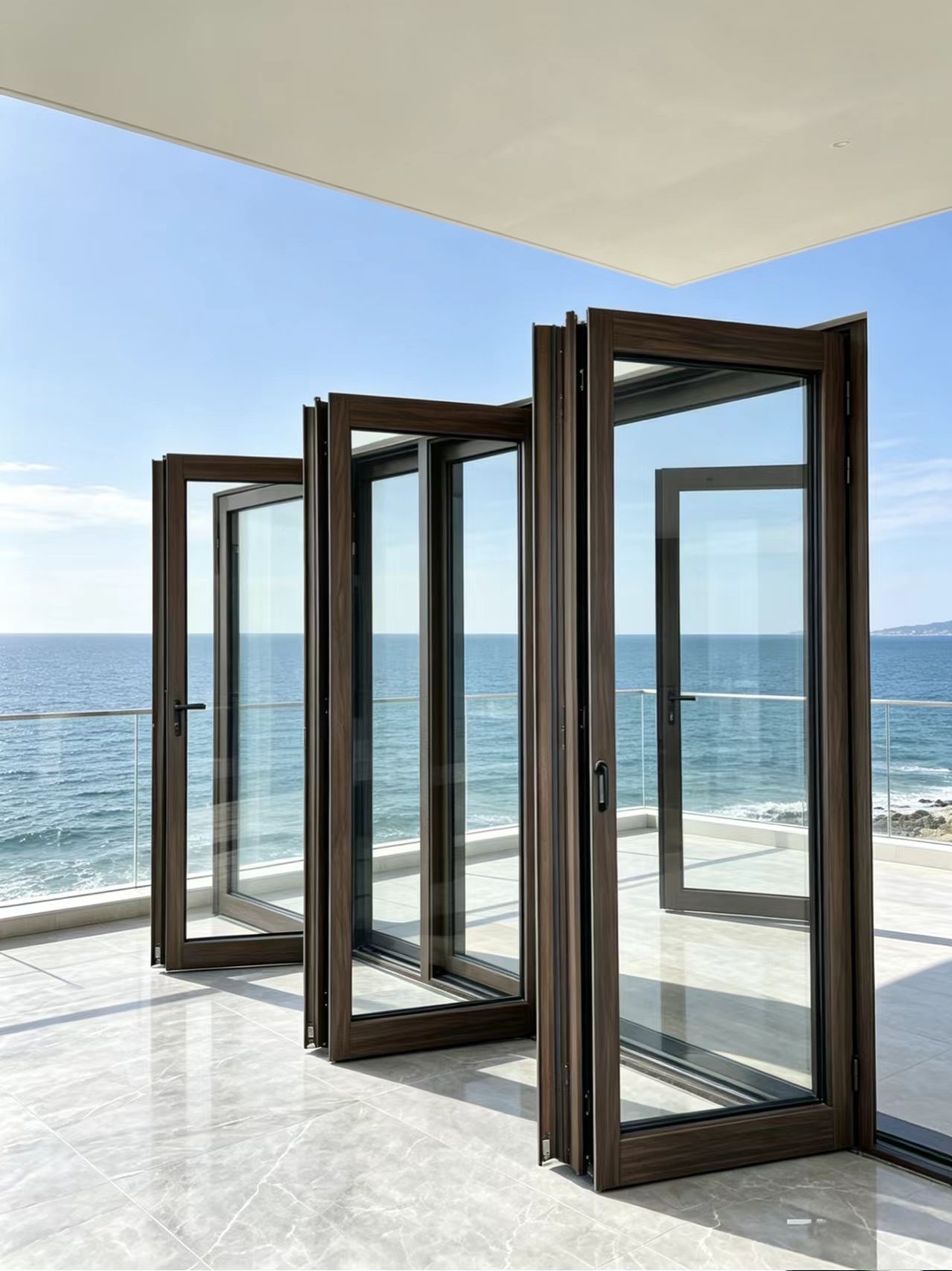 Thermal Break Aluminum Bi-Fold Door, Multi-Panel Folding Glass Door for Balcony/Patio, Waterproof &amp; Soundproof