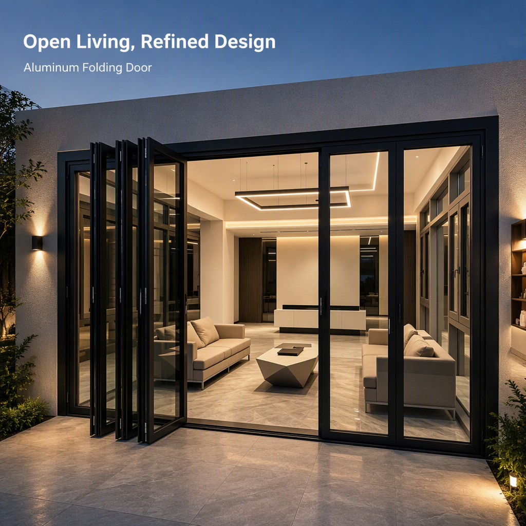 Folding Door Aluminum Alloy Frame Bi-fold Doors Custom Exterior Patio Sliding Glass Aluminum Folding Door