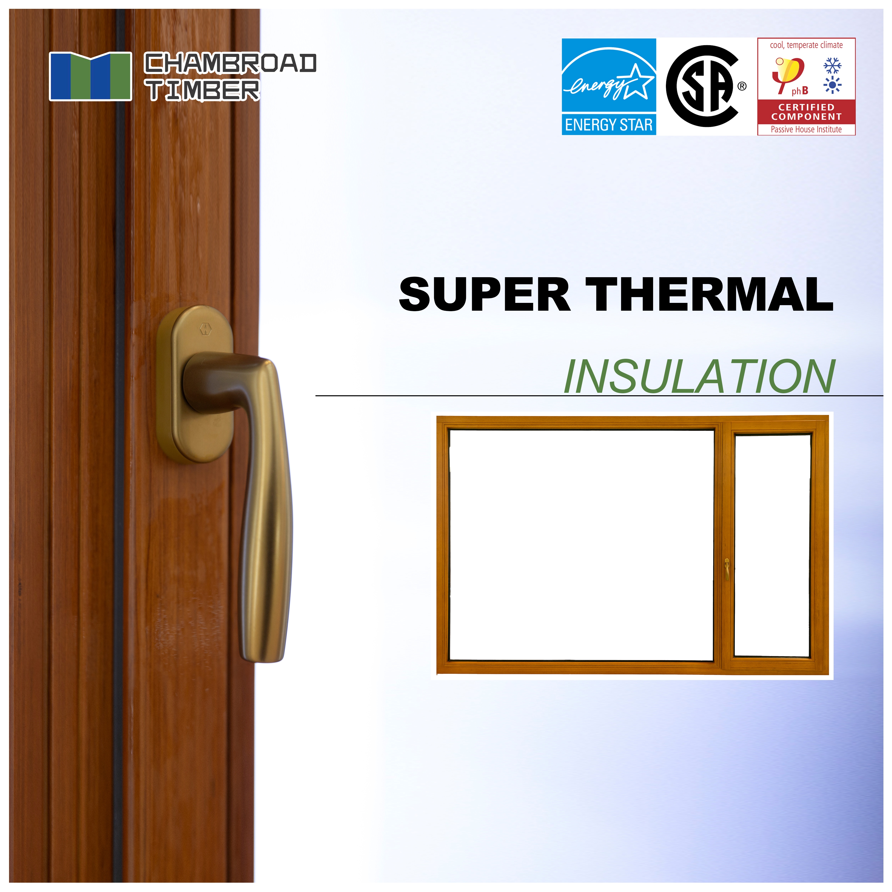 Energy Efficient Modern Aluminum Clad Wood Tilt and Turn Swing Open Windows for Bedroom and Green Buildings Wood Aluminum Window