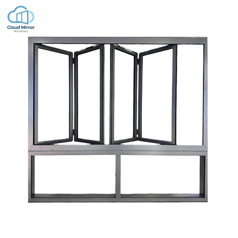 Up Down Combined Aluminum Folding Window Foldable Upper Sash Fixed Lower Sash Tempered Glass Window