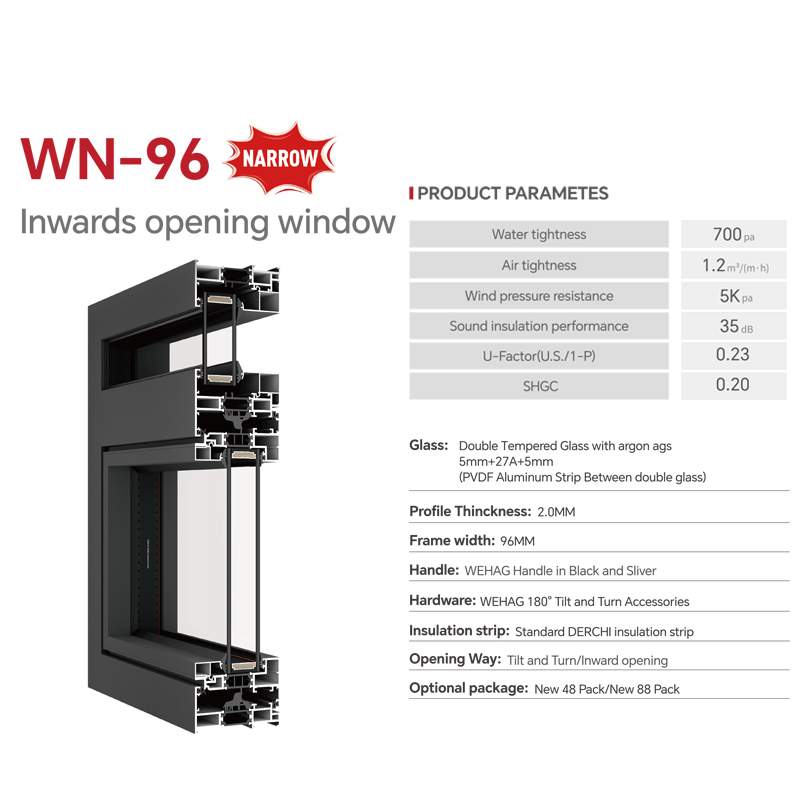 DERCHI Hurricane Impact Aluminum Windows and Doors NFRC Certified Thermal Break Hurricane Impact windows for Coastal Residential