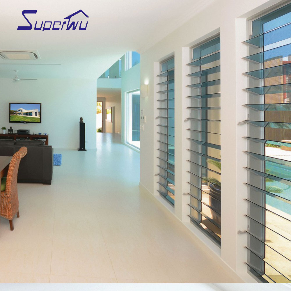 American Approve Standard Commercial System Aluminum Glass Louver Window Large Scale Shutter windows Toughened Glass