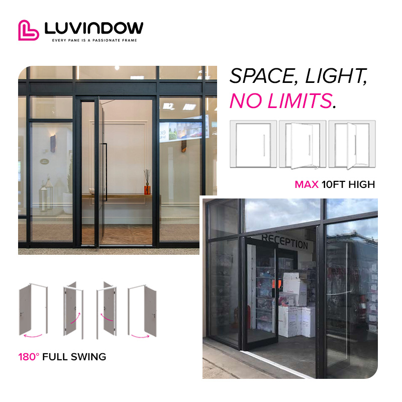 USA American Modern Design Storefront Door Commercial Kfc Double Glaze Swing Aluminium Door