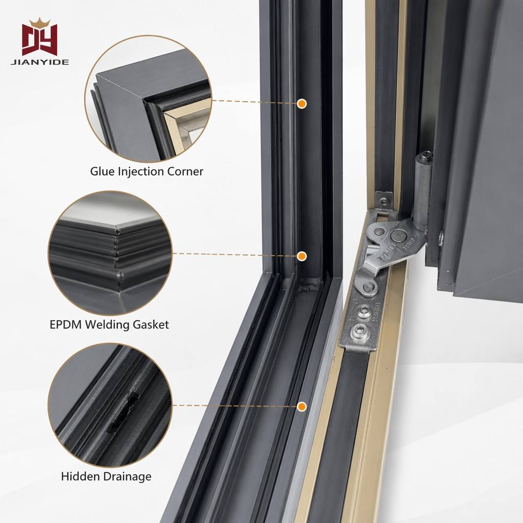 European Hurricane-resistant High-impact Black Aluminum Alloy Slim Aluminum Doors And windows Casement windows