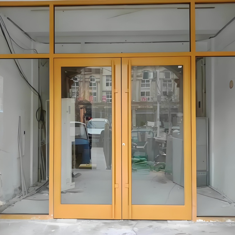OUTUS Commercial Shop Front Door Aluminum Entry Doors Double Swing Glass Entry Door