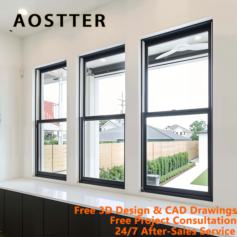 AOSTTER Residential Replacement Aluminum Vertical Sliding Window with Nailing Fin Double Hung Window