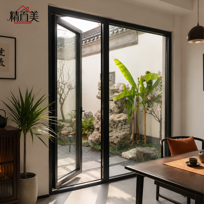 Energy Efficient Weather Sealed Hinge System Secure Lock Durable Frame Hinged Opening Modern Aluminium Glass Swing Door