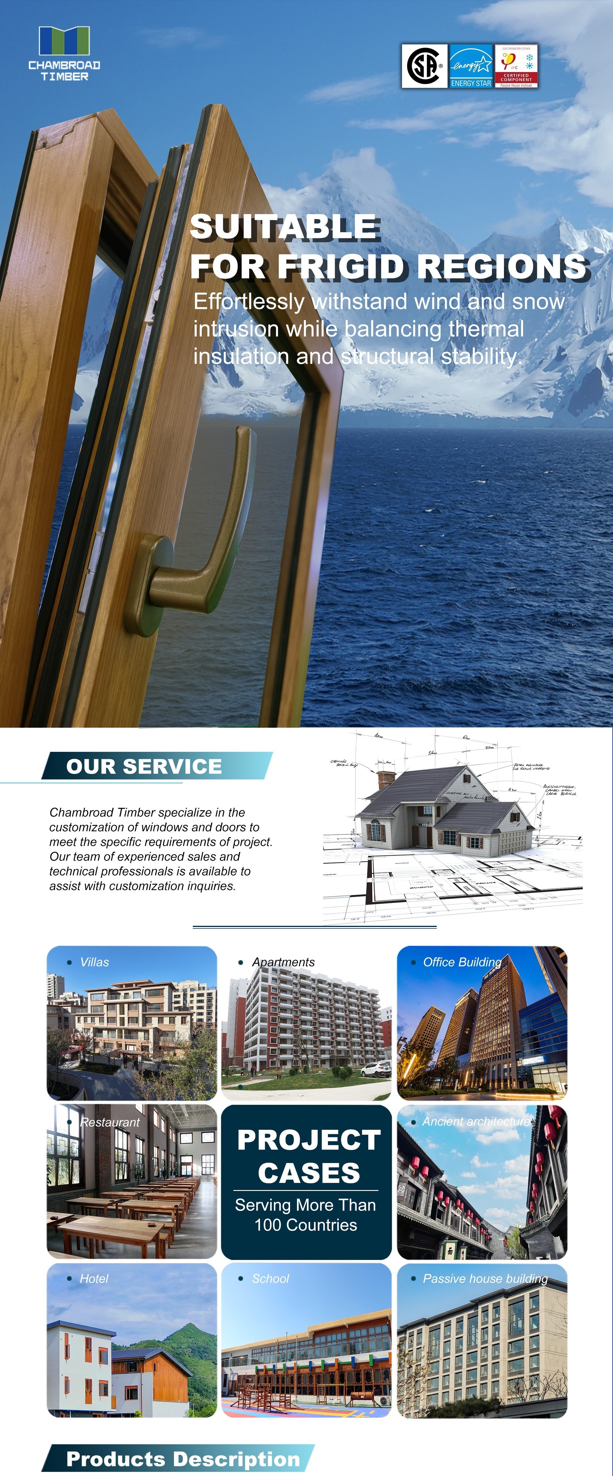 Energy Efficient Modern Aluminum Clad Wood Tilt and Turn Swing Open Windows for Bedroom and Green Buildings Wood Aluminum Window