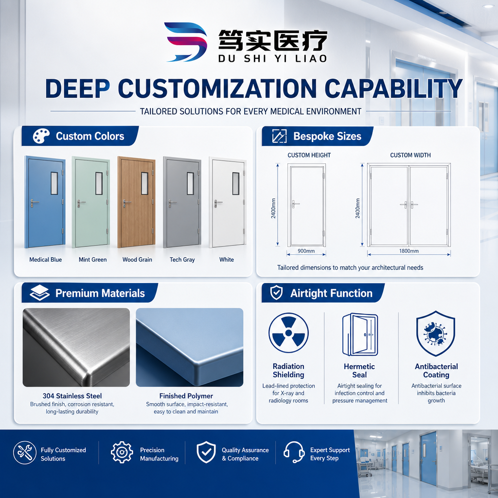 Stainless Steel Modern Hospital Fire Rated Interior Panic Exit Door Free Swing Observation Hall Apartment Workshop Fiberglass CE