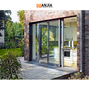 WANJIA Custom Modern Aluminium Profile Double Tempered Glass Aluminum Patio Insulation Sliding Doors for Villas Soundproof
