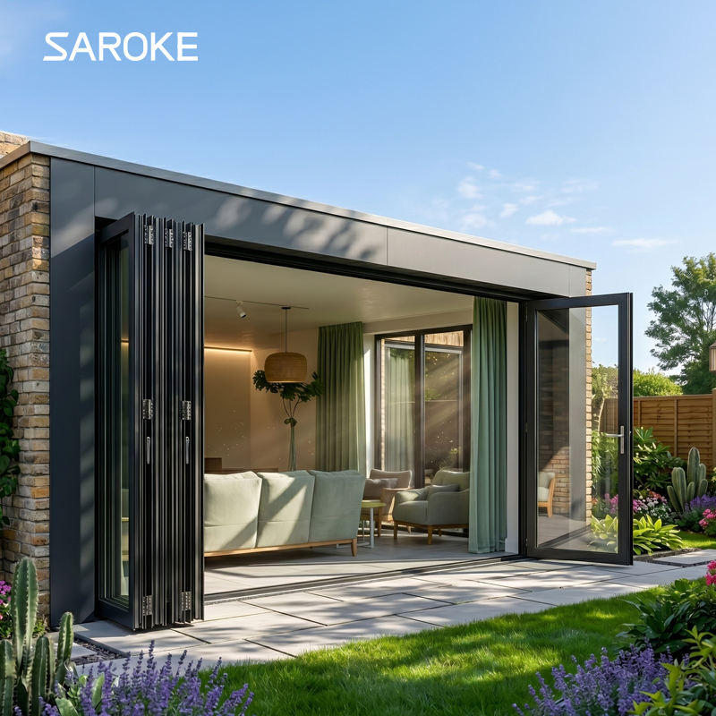 Balcony Outward Security Glass Multi Panel Slider Exterior Aluminum Folding Door