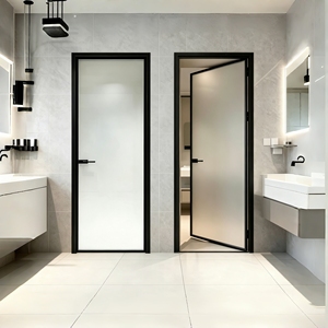 Modern Slim Frame Aluminum Glass Swing Door For Bathroom Waterproof Anti-rust Internal Door
