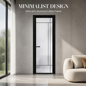 Ultra Slim Aluminum Alloy Frame Swing Door Interior Glass Door with High Quality Silent Lock