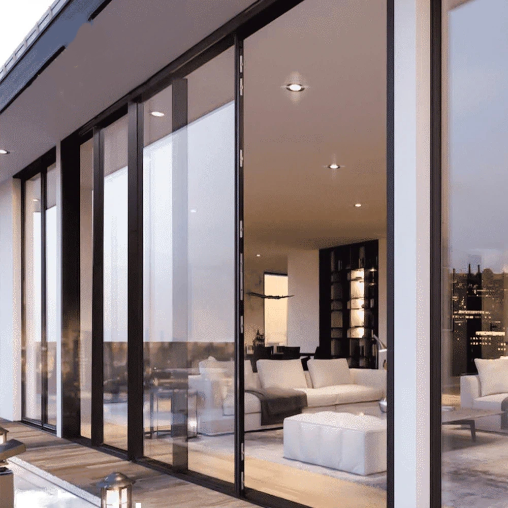 Customized Aluminum Double Tempered Glass Sliding Door NFRC AS2047 Balcony Courtyard Avoid Energy Efficiency Sliding Door