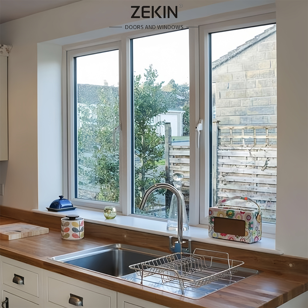 ZEKIN Modern Design White Aluminium Casement Windows Soundproof Tempered Glass with Energy Efficiency NFRC Insulated for Hotels