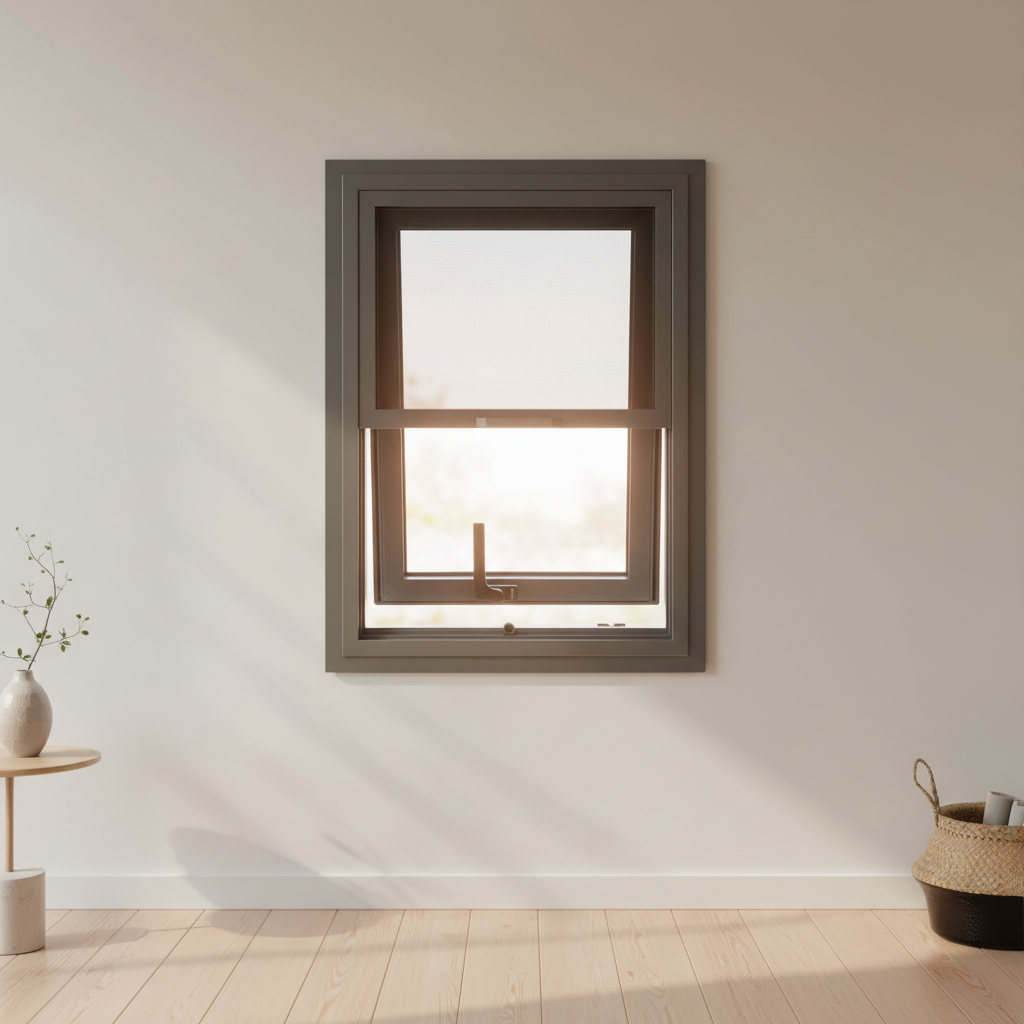 Elegant Architectural Aluminum Bottom Hung Window with Hardware for Modern Office Interior