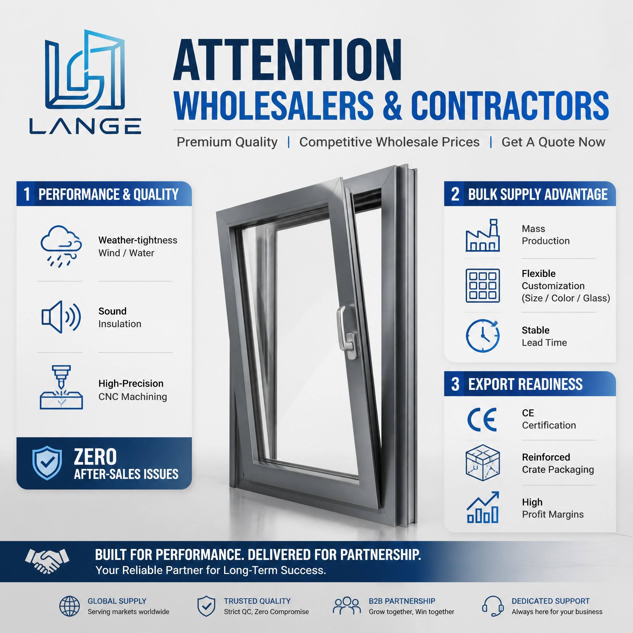 LANGE High Quality Aluminum Tilt and Turn Windows Double Glazed Thermal Insulation Energy Saving Inward Opening Window for House