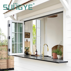 SUNGYE Aluminum Bi Folding Accordion windows Tempered Glass Balcony Foldable Sliding Windows