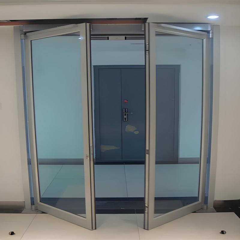 OUTUS Commercial Shop Front Door Aluminum Entry Doors Double Swing Glass Entry Door