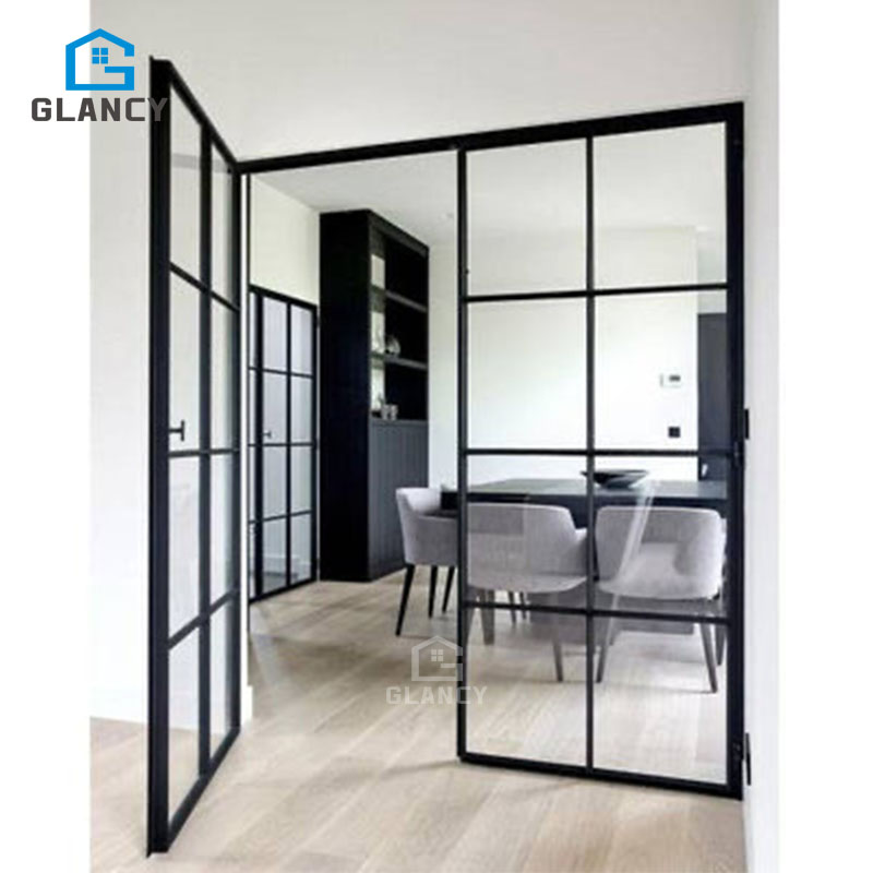 French Exterior Entry Main Modern Glass Arch CE Certified Black Power Interior Exterior Insulation Made of Aluminium Doors