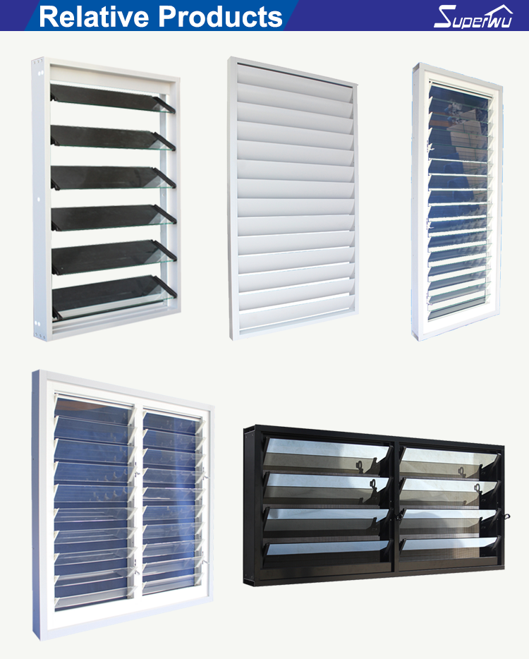 American Approve Standard Commercial System Aluminum Glass Louver Window Large Scale Shutter windows Toughened Glass