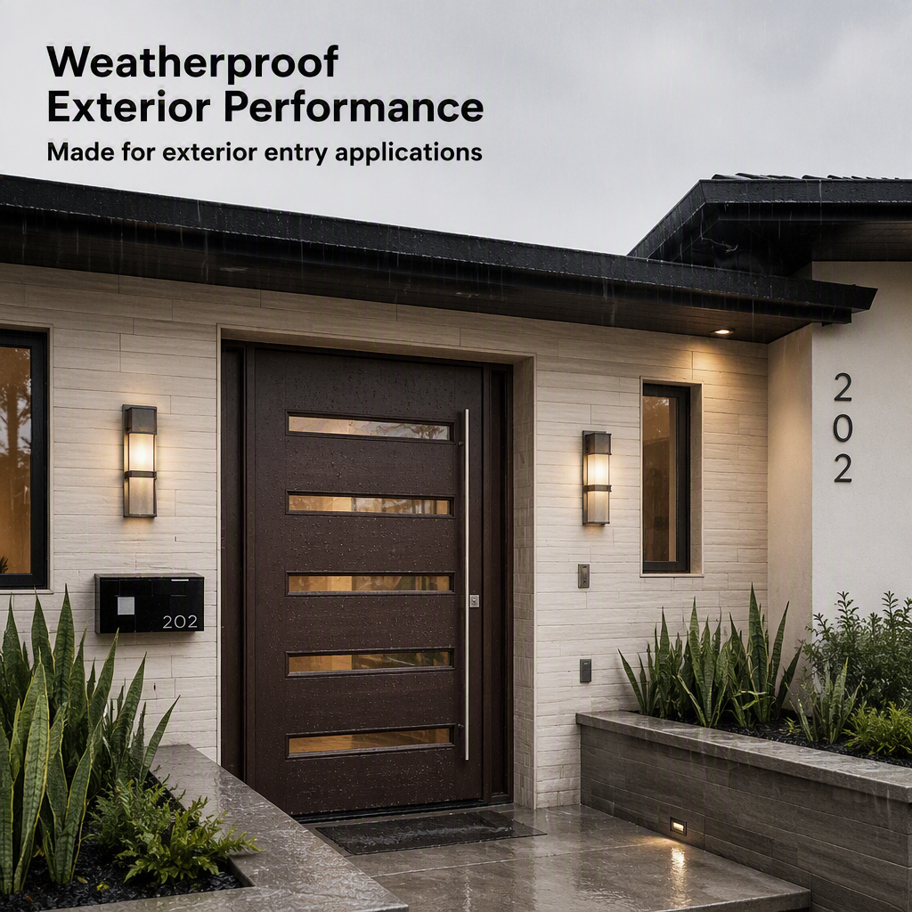 Domex Weatherproof European Aluminum Alloy Steel Wood Grain Front Entry Door Horizontal Glass Inserts Anti-Theft Swing Exterior