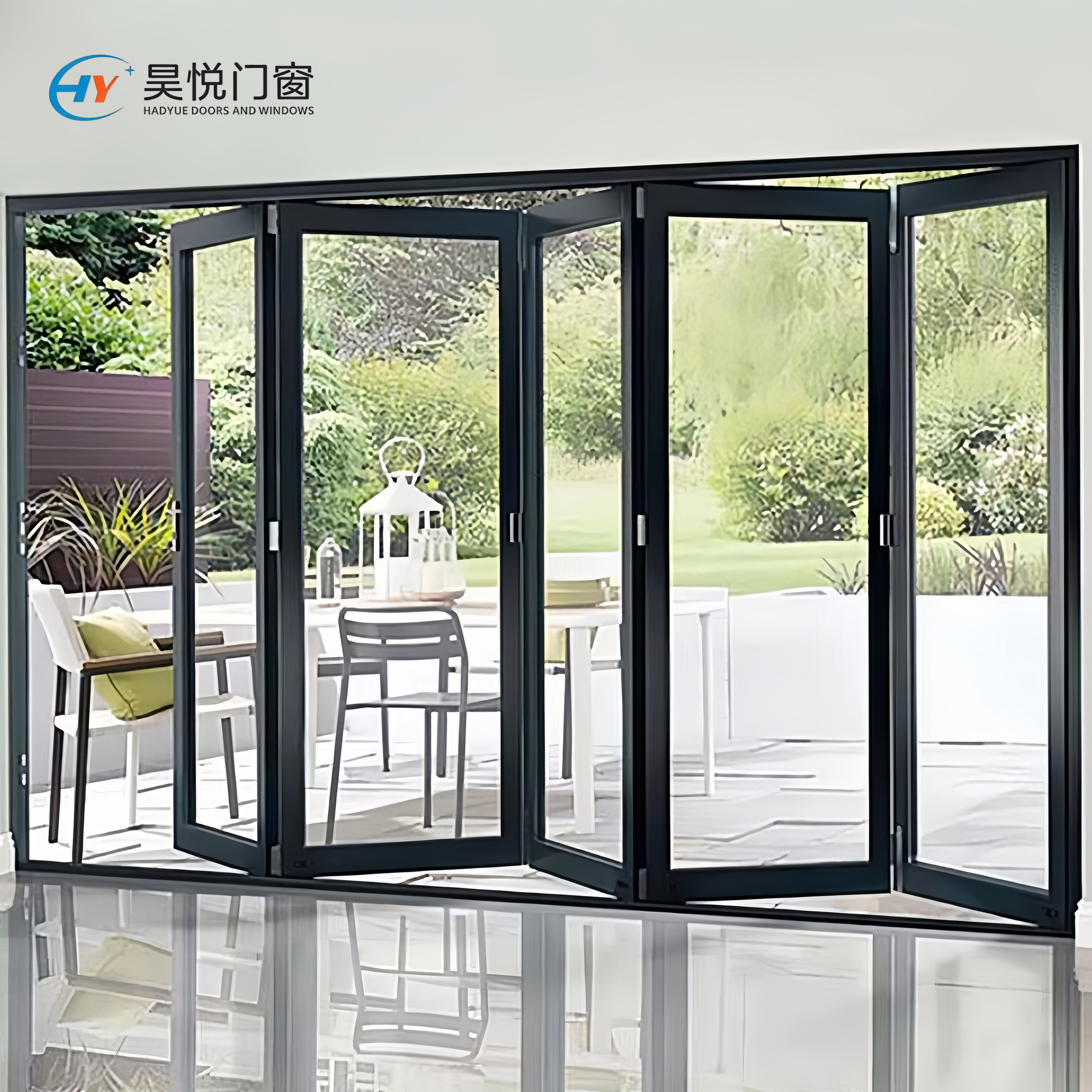 Bi-Fold Doors Outdoor Patio Aluminum Alloy Door Custom Multi Panel Tempered Glass Folding Door For Villa Balcony