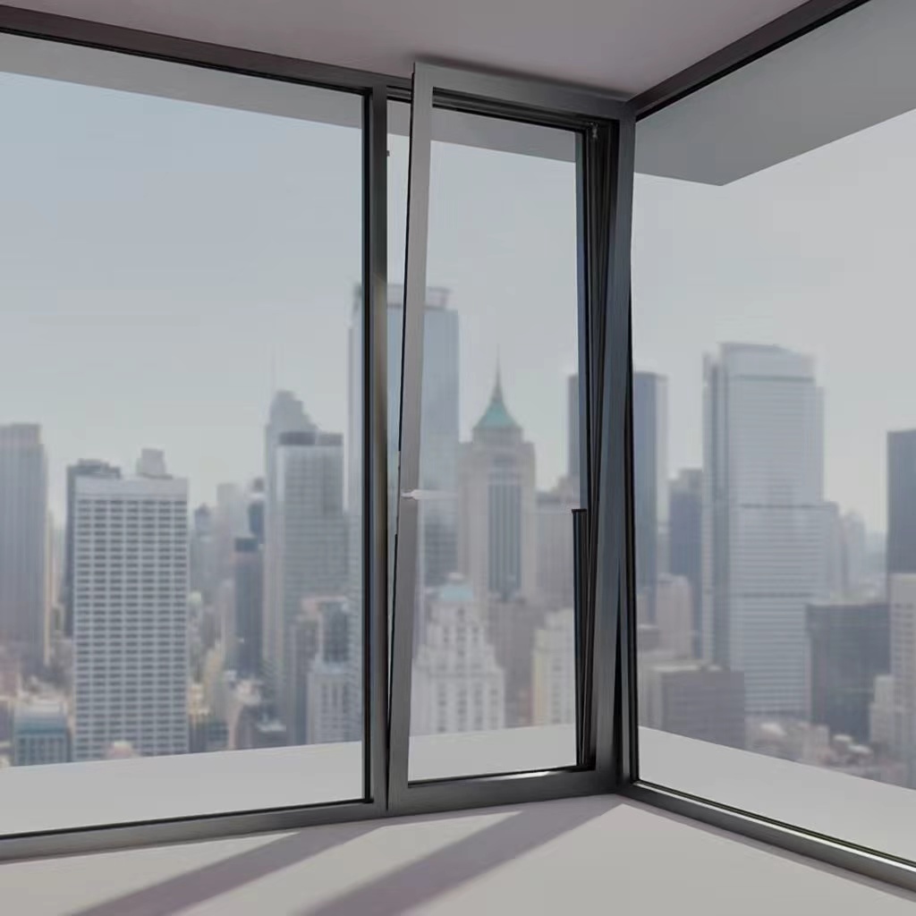 BOCHARM Modern Skyscraper City View Aluminum Tilt and Turn Window Corner Office Panoramic Double Glazing Heat Insulation Window