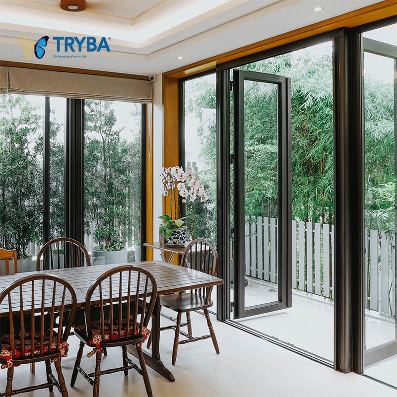 Modern Design Double Toughened Glass French Doors Impact-Proof Aluminium Fiberglass Screen For Exterior Use German Hardware