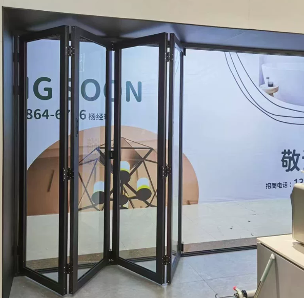 Extremely Narrow Glass Door Folding Door Black Sliding Door Aluminum Alloy Hanging Rail Movable Partition