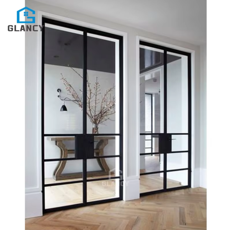 Black Aluminum Interior French Arch Door Aluminum French Glass Doors Black Aluminum Glass Interior French Door for Living Room