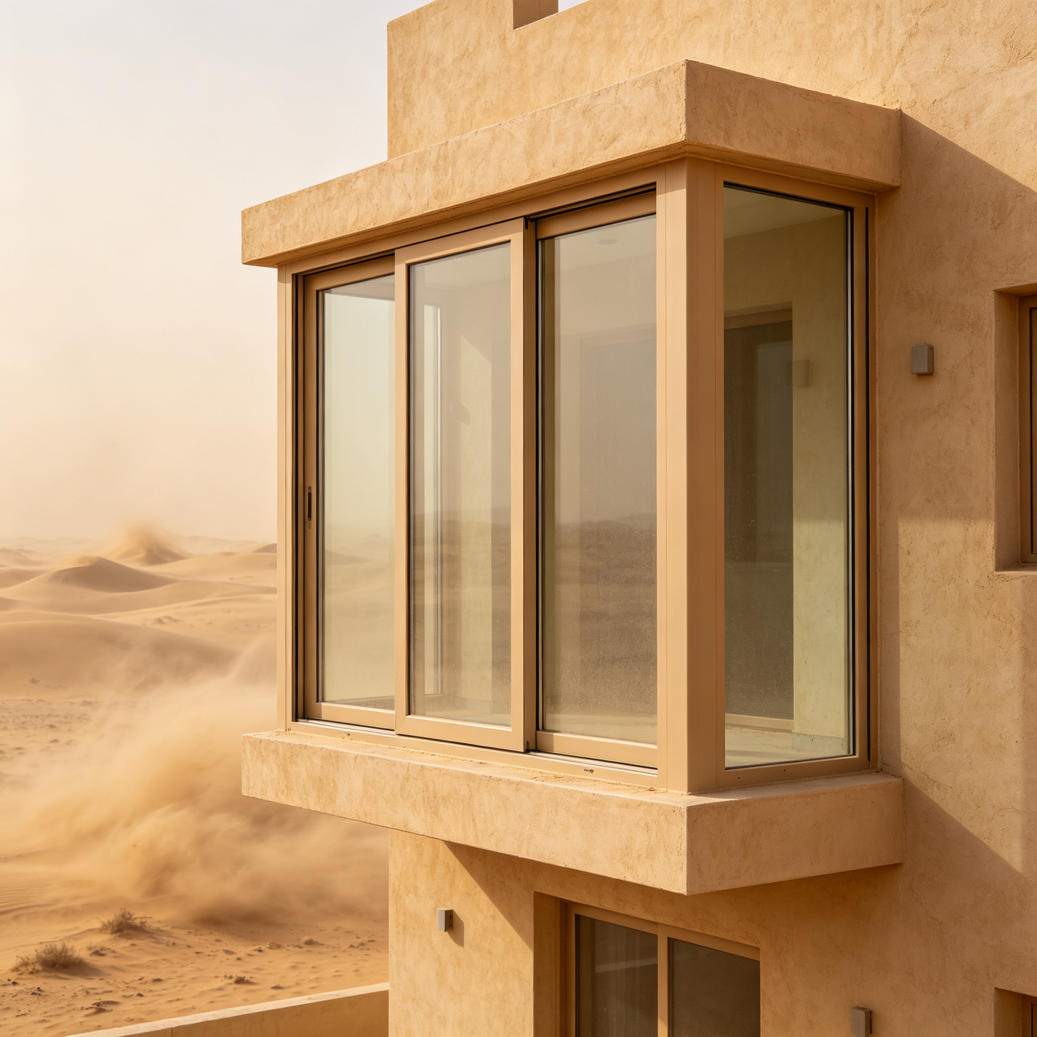 Thermal Break Aluminum Sliding Window Dust Proof Sealed Design Double Glazed Tempered Glass Sand Storm Resistant for Middle East