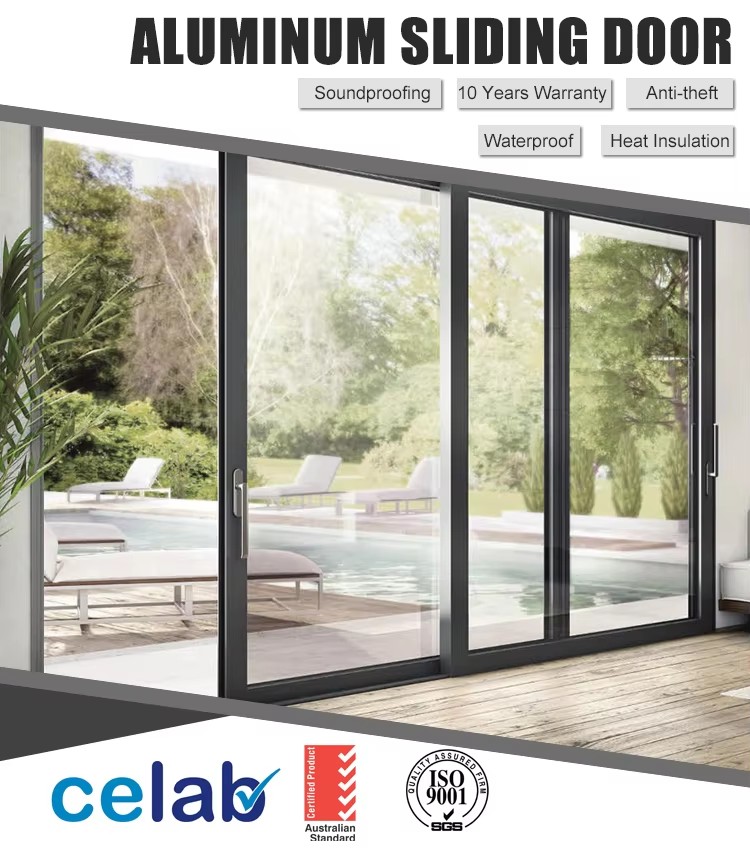 As2047 Australian Windows and Doors Aluminum Stacker Doors Residential Exterior Aluminum Sliding Doors for Patio Use