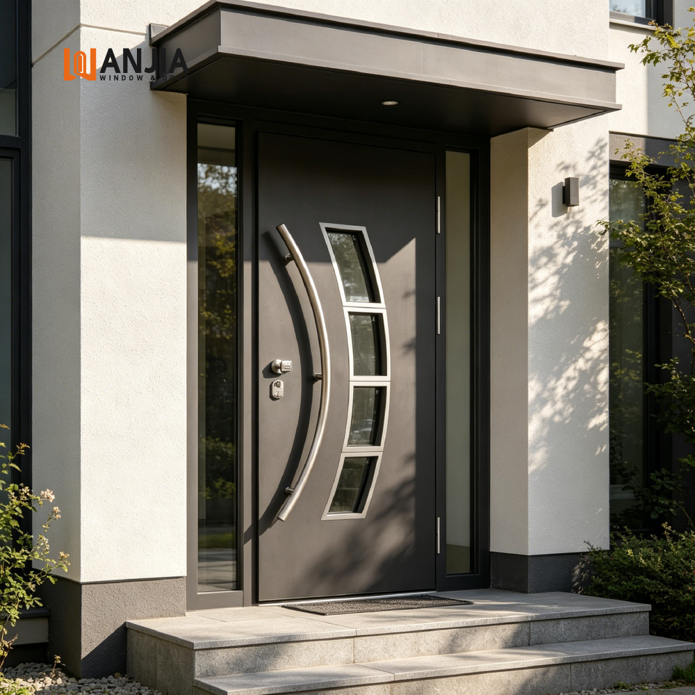 Modern Style Main Entrance Door Aluminum Double Glazed Glass Front Entry Doors Against Theft Bulletproof Security Door