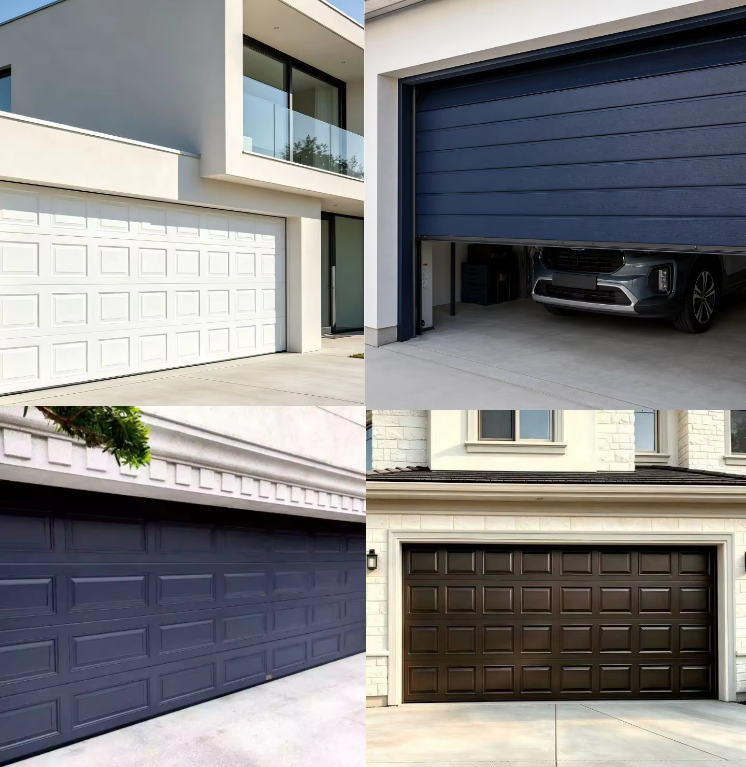 Hot Sell Modern Design Full View Aluminum Steel Tempered Automatic Sandwich Panel Overhead Sectional Steel Foam Garage Door
