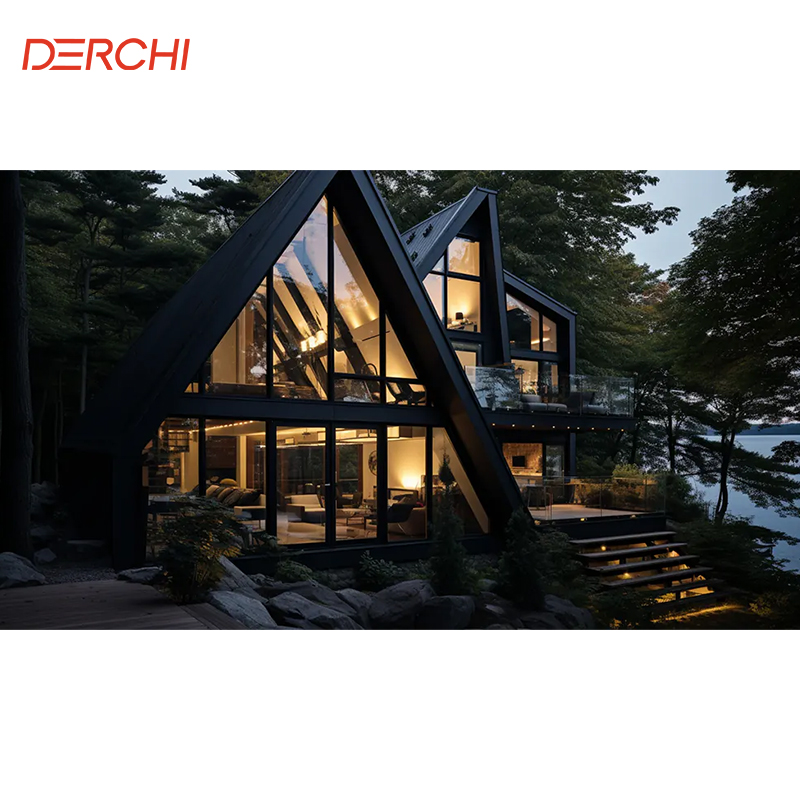 DERCHI Hurricane Proof High Impact Black Aluminum Alloy Thin Profile Aluminium Windows And Doors Casement Window For USA