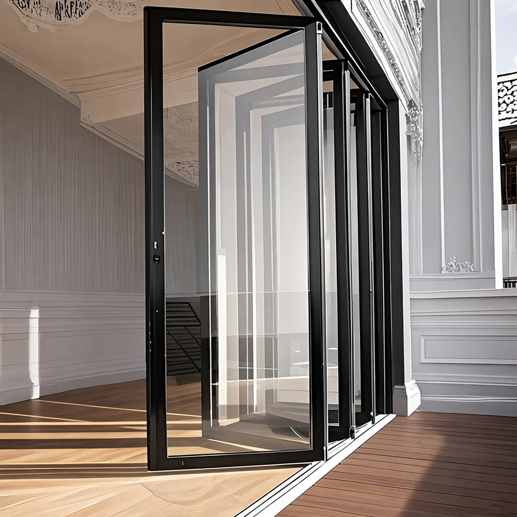 Top Manufacturing Modern Folding Door Windows Thermal Insulated Low-E Aluminium Double Tempered Glass Entry Exterior Patio Mall