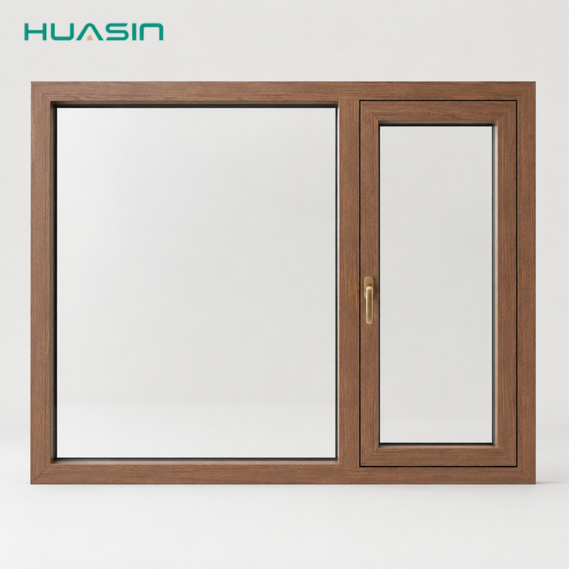 HUASIN Custom Slim Frame Aluminum Clad Wood Window With Triple Glazing And Security Mesh Screen Aluminum Clad Wood Window