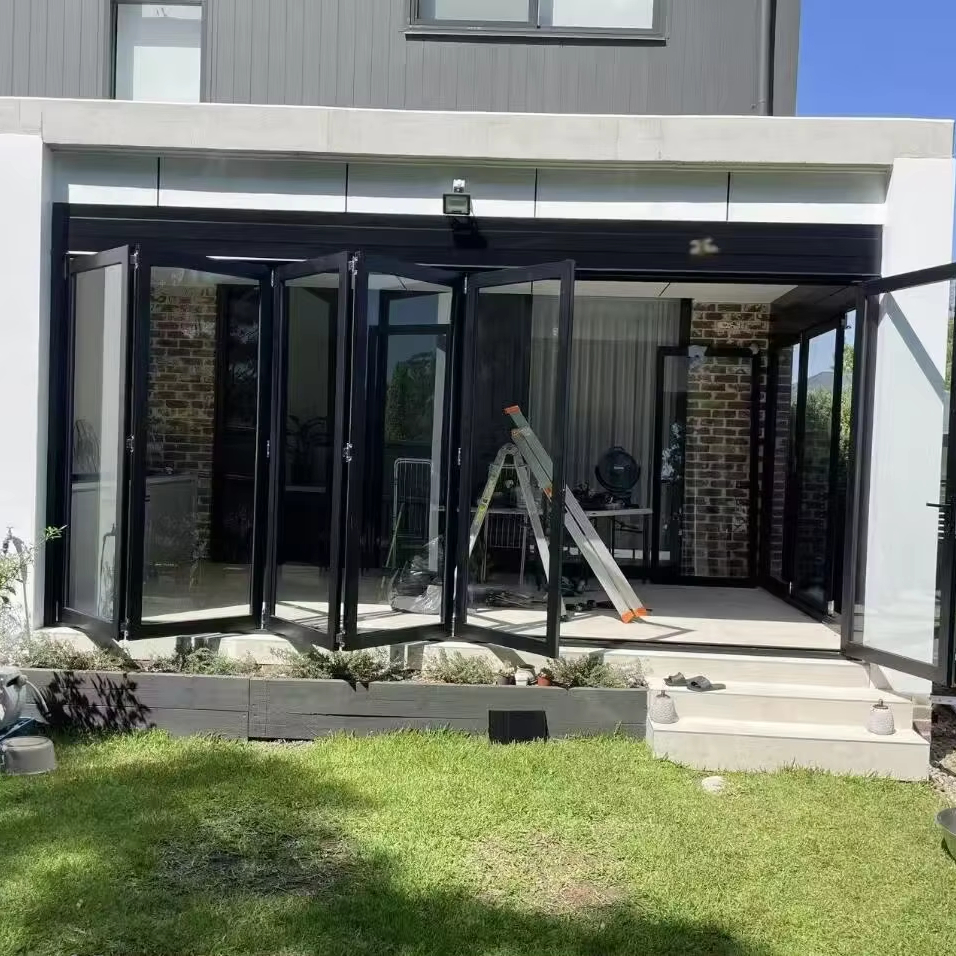 High Tightness CE Approved Modern Glass Aluminum Frame Folding Door for Exterior Entry and Commercial Use